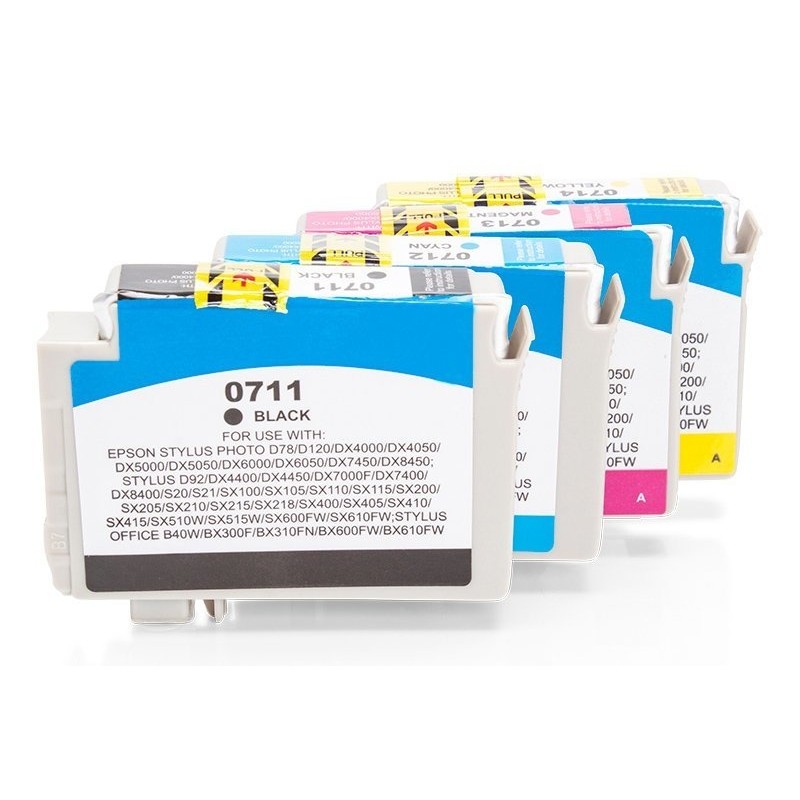 Compatible Epson C13T07154010 / C13T07154012 / T0715 ink saving set (each 1 x BK,C,M,Y) 4 pcs.