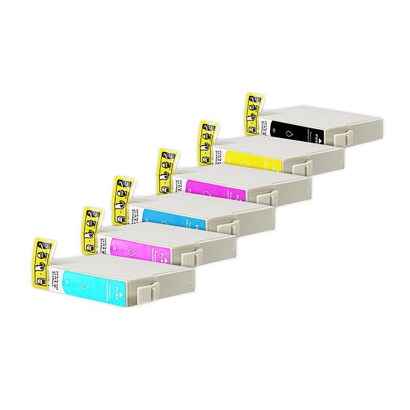 Compatible Epson T0801-T0806 Spar-Set (je2xBK,C,M,Y+LC,LM)10pcs